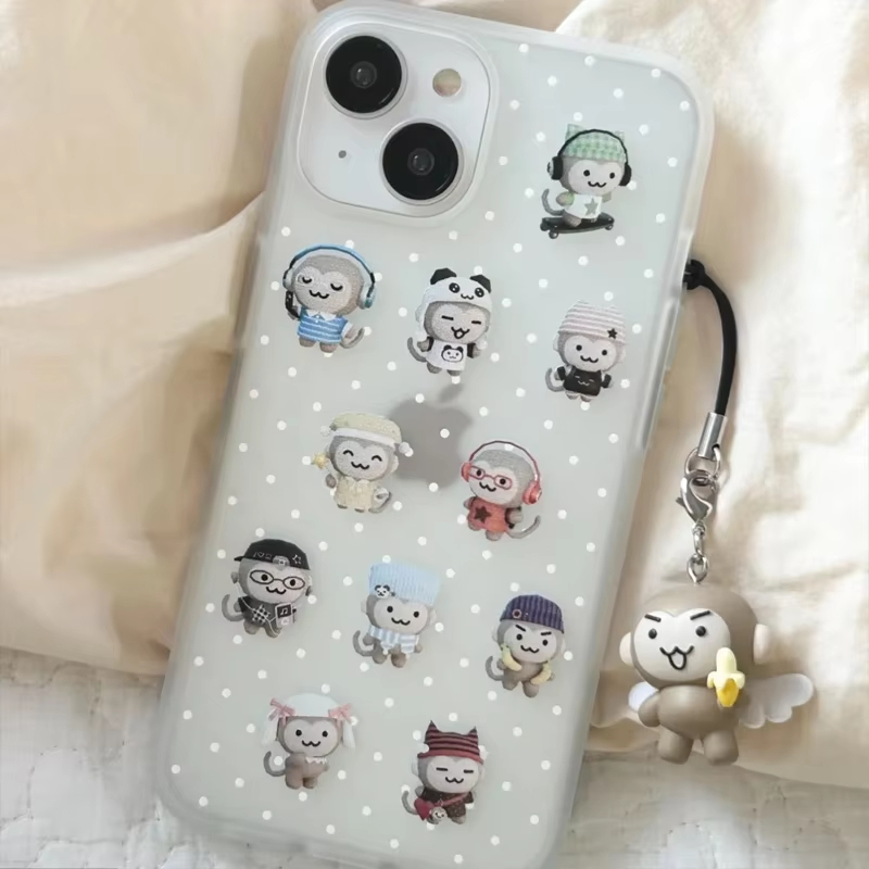 Phone Cases Polka Dot - Funda de teléfono Simple Kawaii Monkey